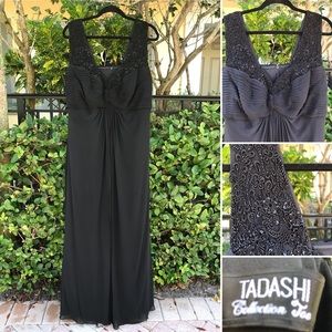 Size 22 Beaded Black Tadashi Evening Gown